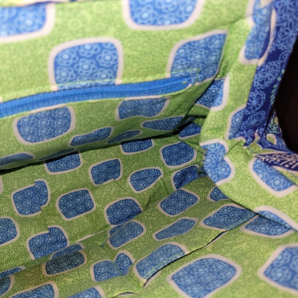 GUC Vera Bradley Retired Blue/Green Doodle Daisy Handbag - Picture 6 of 9